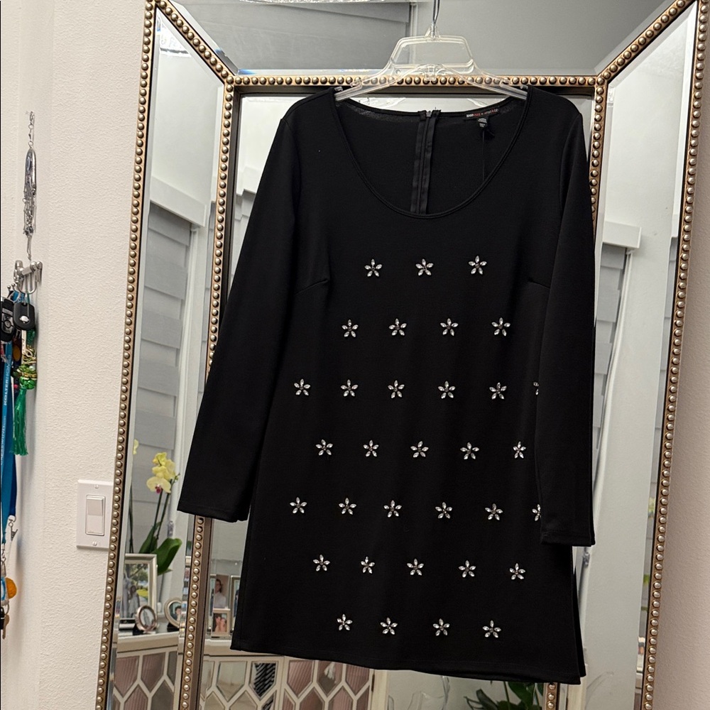 Chic Black Mini Dress with Floral Details